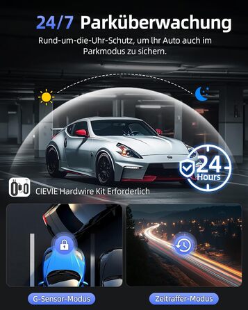 Відеореєстратор CIEVIE 4K+1080P з двома камерами, WiFi, IPS дисплей 1.5