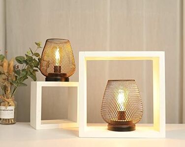 LED ліхтар JHY DESIGN 2 шт. з металевого каркасу, акумуляторний, бездротовий, 17 см, індустріальний стиль, для дому та саду, весільниці (чорний метал з золотом)