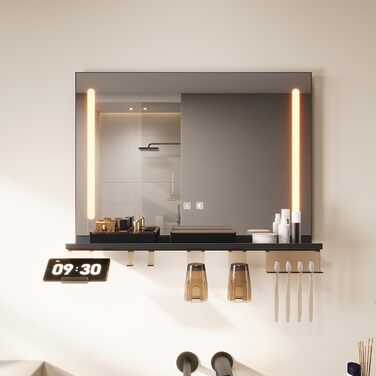 Дзеркало для ванної кімнати SONNI з підсвічуванням 60x40 см, LED, IP44, білий. Розміри: 70x50 см, темно-сірий, з боковим підсвічуванням