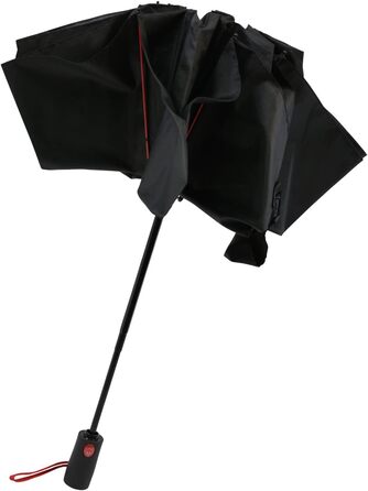 Штормовий парасолька з повним волокном, кишеньковий, великий 106 см - з кольоровими спицями - чорно-червоний