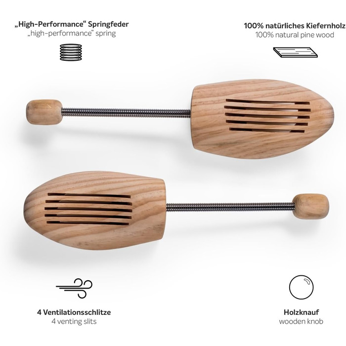 Blumtal Shoe Stretcher for Women and Men - Shoe Expander as Crease and Fold Protector made of Solid Wood, Breathable, Various Sizes, Also for Boots or Sneakers