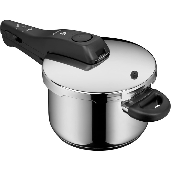 Швидкісний скороварка WMF Perfect One Pot 2,5 л, індукційна, з паровим клапаном, 2 режими готування, зручне управління однією рукою, для всіх типів плит, полірована нержавіюча сталь Cromargan, для однієї особи