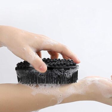Силіконовий скрубер для тіла 2 шт. - щітка для душу, скрубер для спини, чорний колір