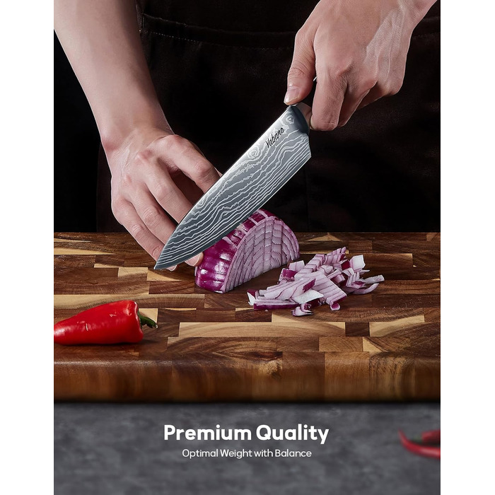 Yabano 14-Piece Professional Knife Set with Sharpening Block - Stainless Steel Chef Knives with Plastic Handles & Wood Block
