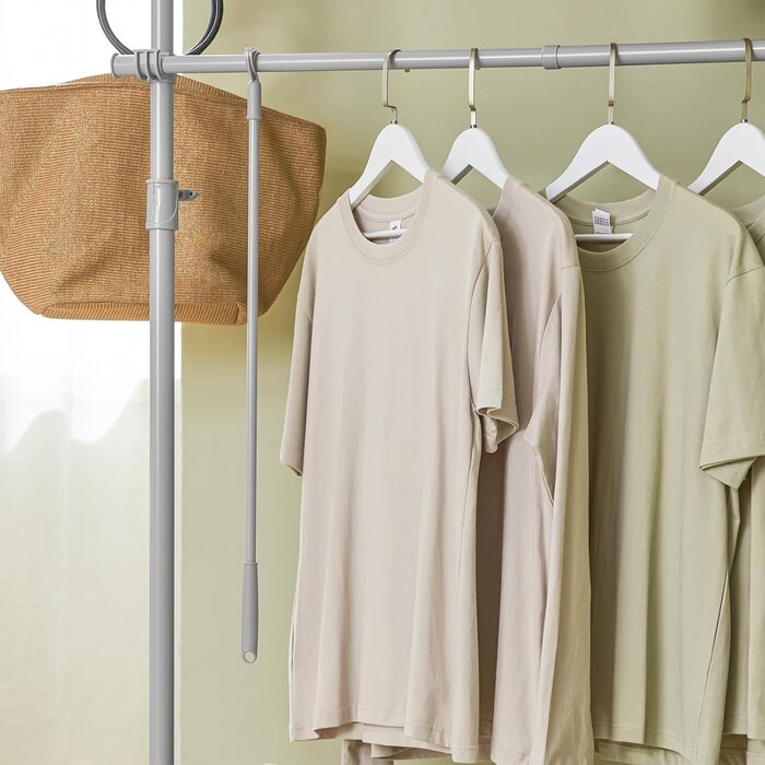 SoBuy® FRG109 Telescopic Wardrobe System with 2 Clothes Rails, Clothes Storage System, Shelf System, Clothes Rack (Light Grey)