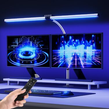 Світлодіодна настільна лампа RGB Doppelkopf 24W з димером та пультом ДУ, офісна лампа з кліпсою для дому та офісу (біла)