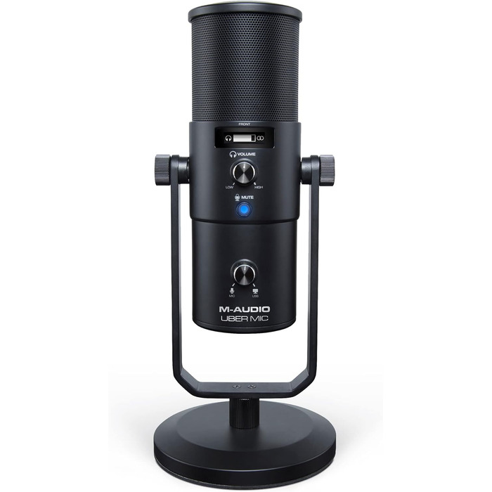 M-Audio Uber Mic - USB конденсаторний мікрофон для геймінгу, стрімінгу, подкастів та студійних записів. 4 характеристики спрямованості, кнопка вимкнення мікрофона, вихід для навушників