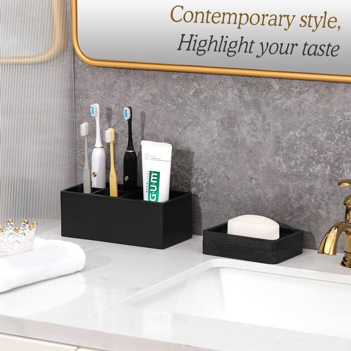 Підставка для мила Luxspire з двошаровим покриттям, чорний колір, з текстурою гальки, швидковисихаюча, для кухні, ванної кімнати, душу