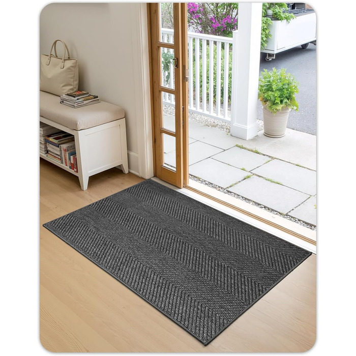 Килимок для дому COLOR&GEOMETRY 43x76 см, сірий, машинне прання, неслизький, для входу, вбираючий, для передпокою, коридору
