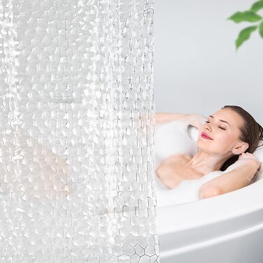 Шторка для душу OTRAKI 200x200 см, антигрибкова, EVA, прозора, без PVC, екологічна, з кільцями, водонепроникна, напівпрозора