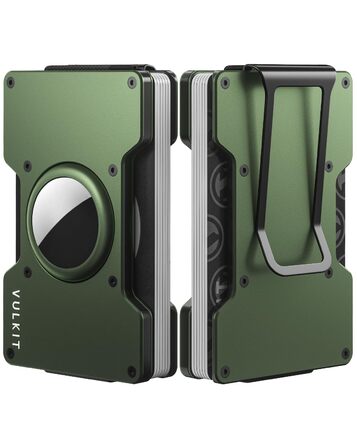 Кластинка для карток чоловіча VULKIT з металевою кліпсою для грошей, RFID захистом, тонкий дизайн, зелений колір