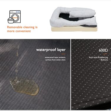 Ортопедичне ліжко для собак BingoPaw XL: велике, зручне, знімний чохол, водонепроникна підстилка, 120x90x25 см