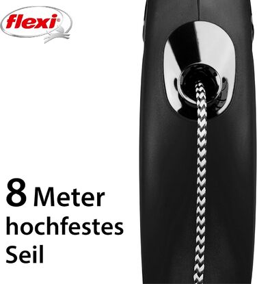 Рулетка для собак Flexi Classic S, 8 м, чорна (до 12 кг)