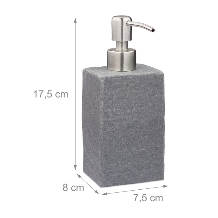 Relaxdays Soap Dispenser, Stone-Look, Square