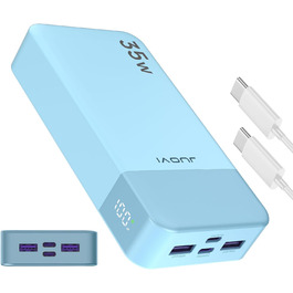 Power Bank JUOVI J2651, 20000mAh, 35W, USB-C, QC3.0+PD3.0, для смартфонів, планшетів та навушників (блакитний)