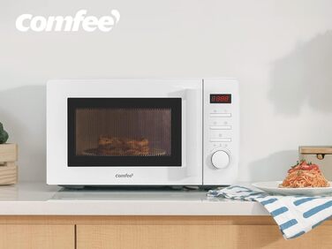 Мікрохвильова піч Comfee CMSN 20di біла: 20л, 700W, LED-дисплей, 8 меню, таймер, внутрішнє освітлення