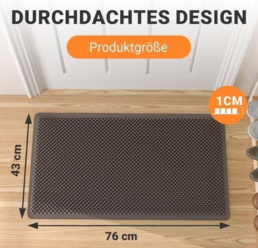 Килимок для порогу Fowooyeen з силікону, 43x76 см, коричневий - антиковзаюча, миюча, для дому та вулиці