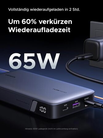 Power Bank UGREEN Nexode 145W 25000mAh з 3 USB-C портами та цифровим дисплеєм. Сумісний з MacBook, iPhone, Galaxy, Dell