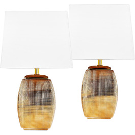 Настільна лампа BRUBAKER 2 шт. - Золота керамічна підставка, білий абажур - 38 см