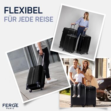 Набір валіз FERGÉ 3 шт. з жорстким корпусом, розширюваний, Toulouse, валіза-тролі, (ручна поклажа, L, XL), валіза з ABS, валіза на 4 колесах, рожевий (ручна поклажа, чорний)