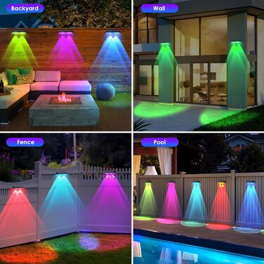 Outdoor Solar Lights - Waterproof Garden Lamps with LED for Terrace, Garden, Steps & Stairs, 2 Modes (Warm White/Color Changing) - 6 Pack