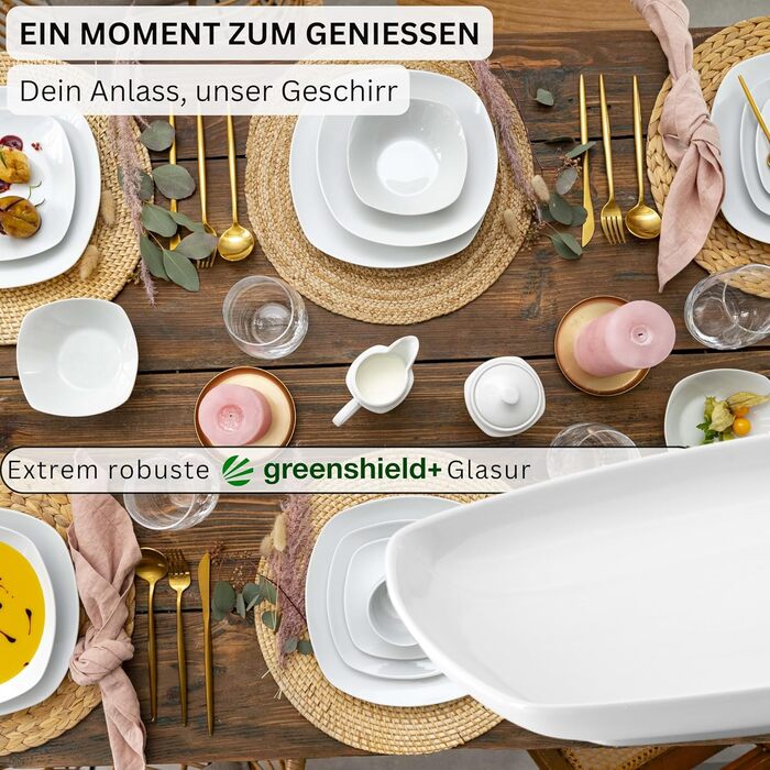 Набір сервірувальних тарілок Sänger Bilgola (2 шт.) – порцелянові тарілки білого кольору 23 x 34 см для м'яса, риби та закусок | PREMIUM COLLECTION