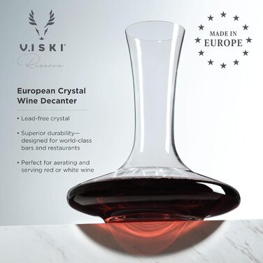 Whisky Reserve European Crystal Decanter Glass Wine Preserver Carafe holds 1 standard 750 ml bottle, 1.75 ml, 1 piece