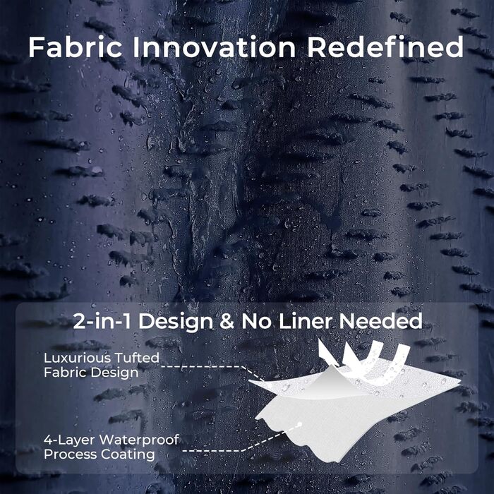 Двері для душу, довгі, сучасний сільський стиль, Богемний шик, туфтована, Chevron, текстурована, смугаста, мінімалістична, тканинна, мила, (Темно-синій, H198.1 x B182.9 см (1 шт))