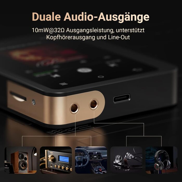 MP3 плеєр Mechen 128GB Hi-Res Bluetooth 5.3 з FLAC, DSD DAC, USB-C, сенсорний екран, шкіряний чохол (M33)