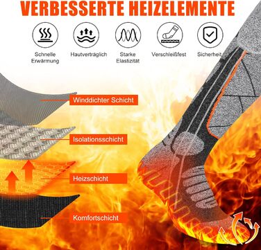 Гріючі шкарпетки з акумулятором 6000mAh, електричні гріючі шкарпетки для жінок та чоловіків, 3 режими нагріву, для зимових видів спорту на відкритому повітрі, помаранчевий + сірий