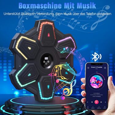 Семай Музична боксерська машина: LED-ціль для тренувань з Bluetooth, 9 режимів швидкості та лічильник, для дому та фітнес-залів
