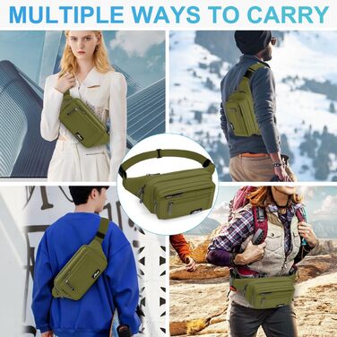 Гірчатка на пояс для жінок та чоловіків, водовідштовхуюча, з тримачем для пляшки, універсальна, для піших прогулянок, прогулянок з собакою, активного відпочинку (зелена)