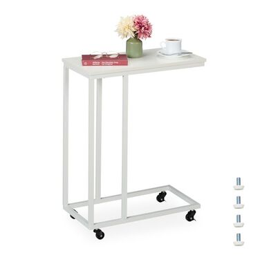 Relaxdays C-Shaped Side Table with Wheels