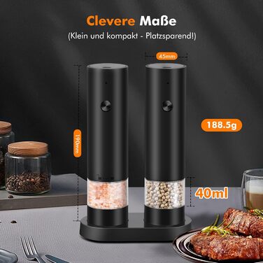 Електричні соляні та перечні млини з USB-зарядкою, регульована ступінь помелу, для кухні, пікніка, грилю