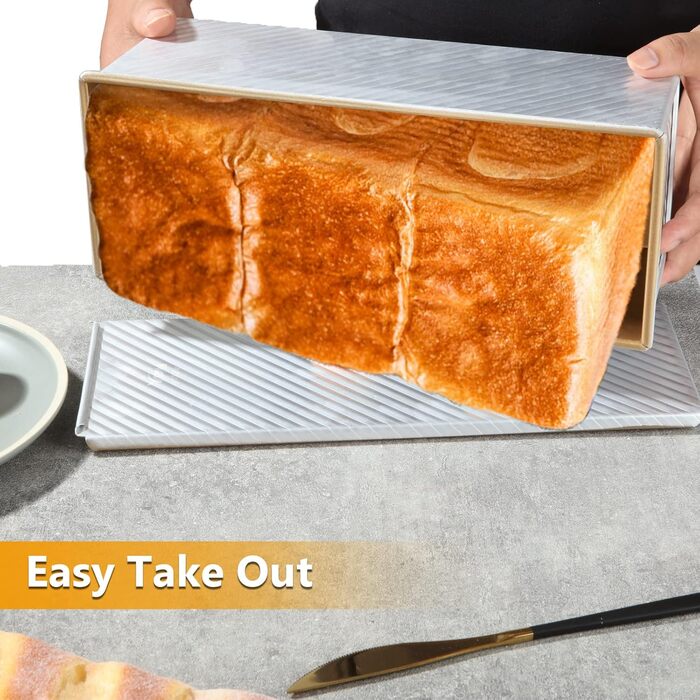 JMIATRY Large Pullman Loaf Pan with Lid, 1000 g, Non-Stick Loaf Pan for Baking, 34 x 13.5 x 12 cm, Aluminum Alloy Bread Pan, Loaf Pan for Baking