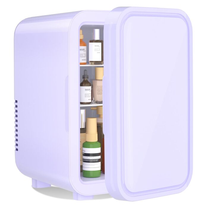Міні-холодильник YASHE, 6 літрів/8 банок, 220–240 В AC/DC, портативний термоелектричний, для спальні, догляду за шкірою, напоїв, офісу, гуртожитку та авто (фіолетовий)