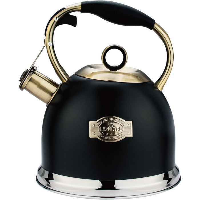 Чайник-свисток 3L з нержавіючої сталі, з термостійкою ручкою, для індукційних плит, чорний