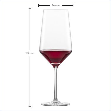 Бокали для червоного вина Zwiesel Glas Pure, набір 2 шт, бордоські келихи з кришталю Tritan®, для вина, придатні для миття в посудомийній машині, виробництво Німеччина