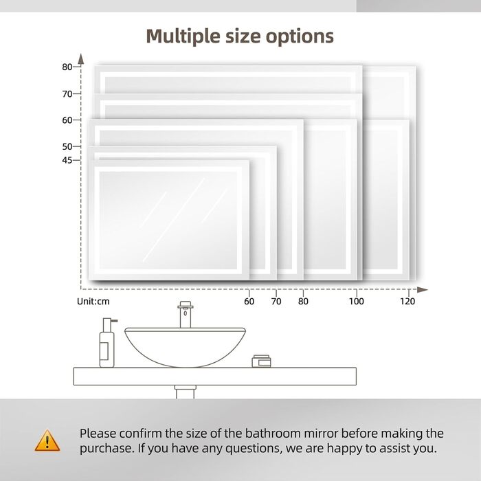 Дзеркало для ванної кімнати з LED підсвічуванням Dripex, 50x70 см, з сенсорним вимикачем, протитуманне, 6400K, енергозберігаюче