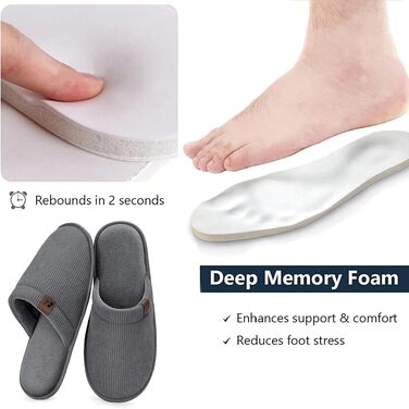 Чоловічі домашні капці RockDove LiteStep з вельвету та піною з ефектом пам'яті Memory Foam, світло-сірі, розмір 44/45 EU