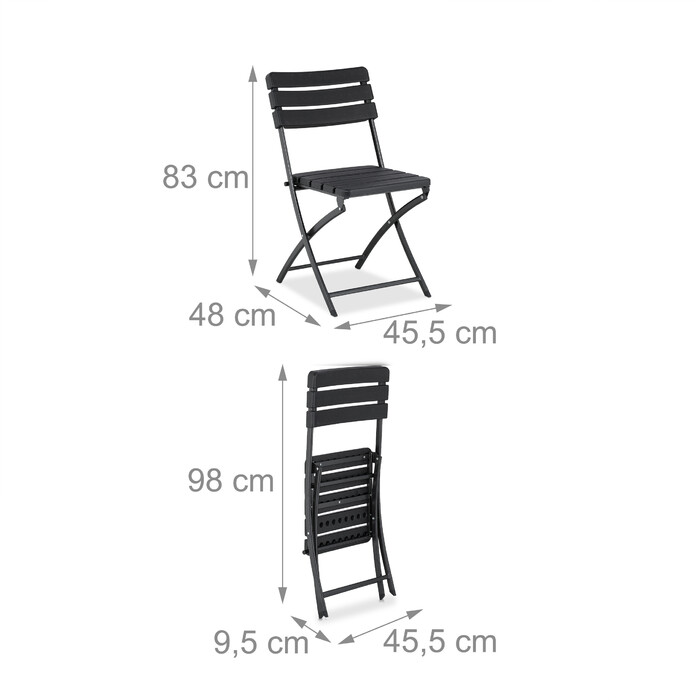 Relaxdays Balcony Furniture Set, 3-Piece, Wood-Look