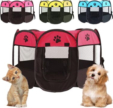 Клітка-забігайлище для цуценят та собак, складана, 73x73x43 см (Бургунді)