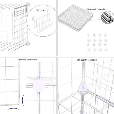 C&AHOME Wire Cube Storage, 6 - Metal Cube Organizer with C-Grid, Modular Shelf Units, Storage Container Shelves, Closet Organizer, 93.5 in L x 31.8 in W x 93.5 in H, (20 cubes, White)