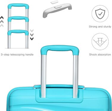 KONO Чемодан середнього розміру 65см з поліпропілену, з TSA замком, 65x46x26.5см (Крем-білий)