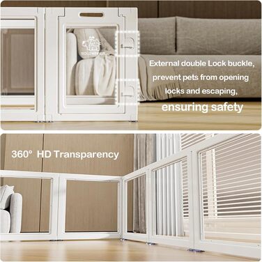 Акриловий вольєр для тварин (8 шт.), 60 см - для цуценят, кроликів, котів, свиней. Міцний, легкий у догляді, для дому.