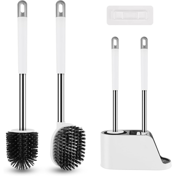 Силіконова щітка для унітазу Klobürste з підставкою, настінна без свердління, сіро-біла