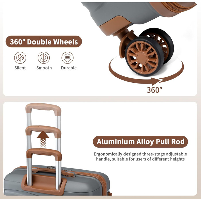 Набір валіз KONO 2 шт: ручна валіза-тележка 56 см + косметичка з поліпропілену, жорсткий корпус, 4 колеса, TSA-замок (кремовий білий)