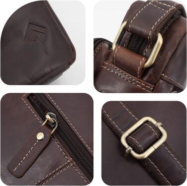 Чоловіча сумка через плече JOREY з натуральної шкіри - для бізнесу, роботи, подорожей (темно-коричнева)