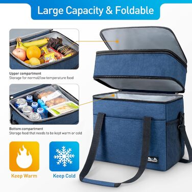 Термосумка Viedouce 21L: ізольована сумка-холодильник для пікніків та подорожей (синій)