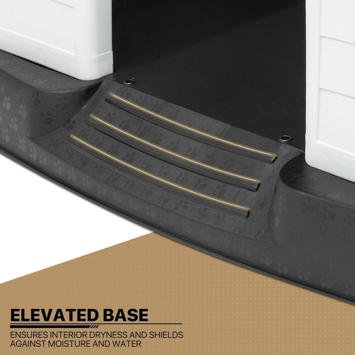 MoNiBloom Будка для собак: ізольована, водонепроникна, для будь-яких розмірів, з вентиляцією та піднятим дном, для дому та вулиці, пластик, легка збірка